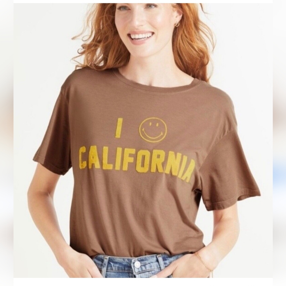 Anthropologie LETLUV I Love California Tee Super Soft T Shirt size XS NWOT